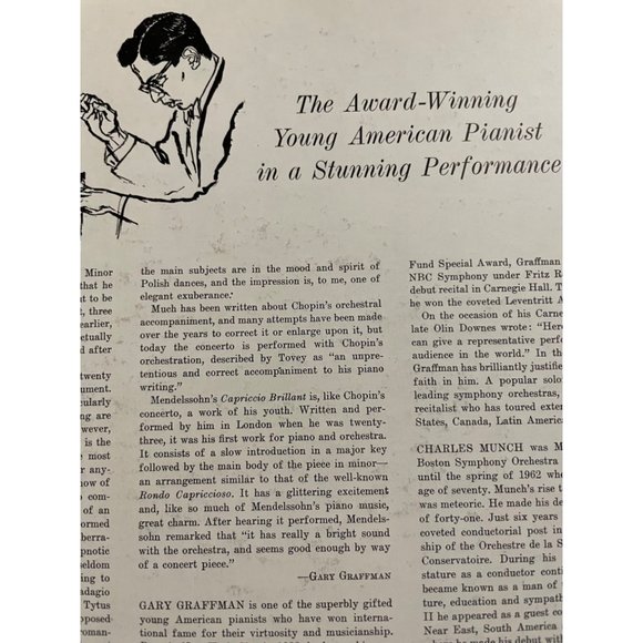 Classical Vinyl Gary Graffman Playing Chopin Piano Concerto No.1 and Mendelsohn - Picture 9 of 10